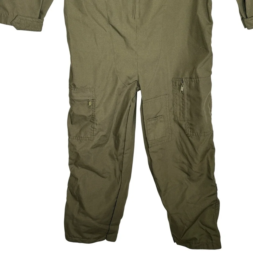 Navy Captain Fighter Pilot Jumpsuit Halloween Costume Kids Large Top Gun Green